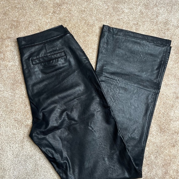 Buckle Black Faux Leather Pull-On Pants - Size M - Picture 2 of 3